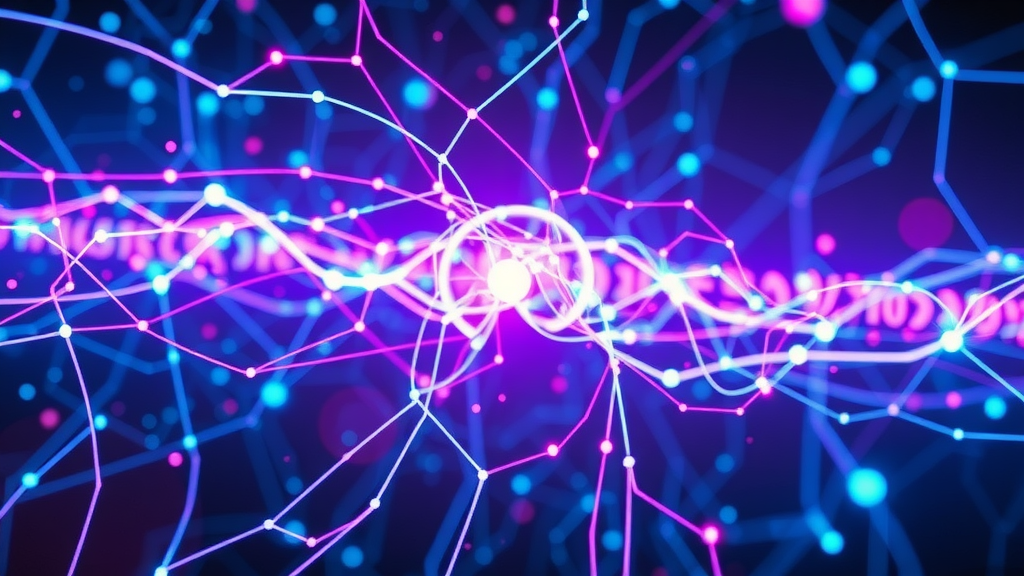 Abstract AI neural network visualizing data algorithms in digital cyberspace