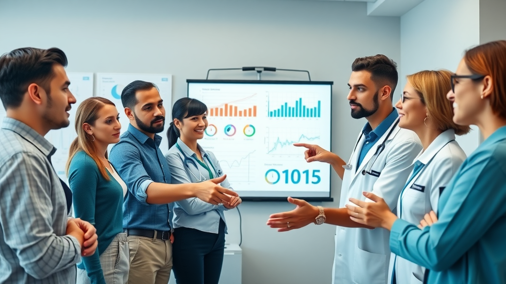diverse healthcare data analysts collaborating on care data analytics in the industry