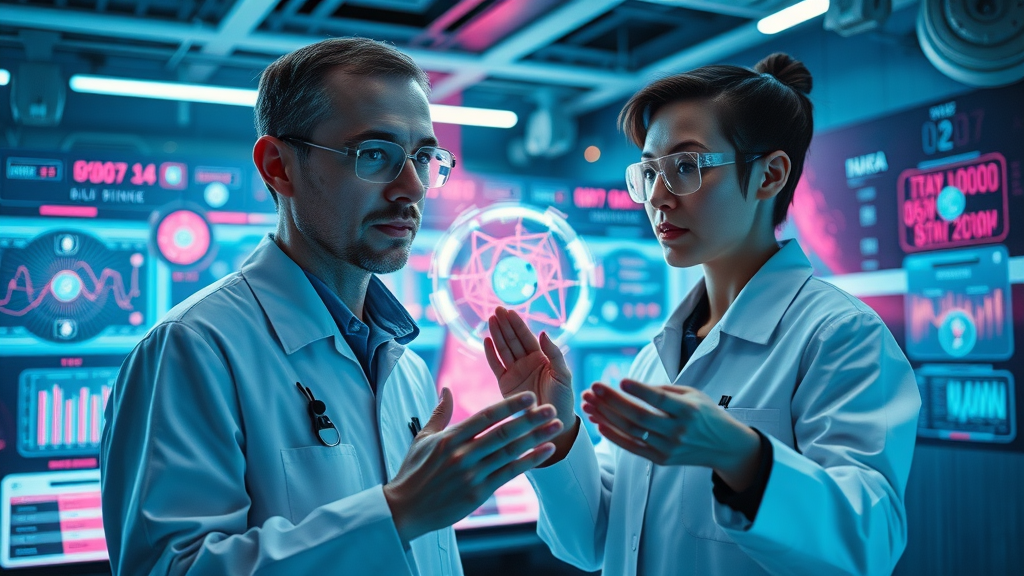 Scientists exploring deep learning and neural network advances in computer-aided diagnosis research lab