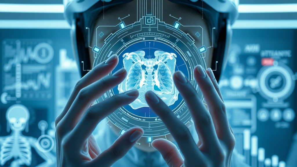 computer vision powering medical image segmentation AI, analytical laboratory with digital overlays